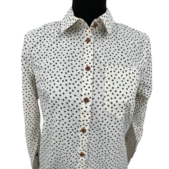 Duluth Trading Hemp Organic Cotton Button Front Tunic-Wm’s Sz XSmall Grey/White - Picture 4 of 8